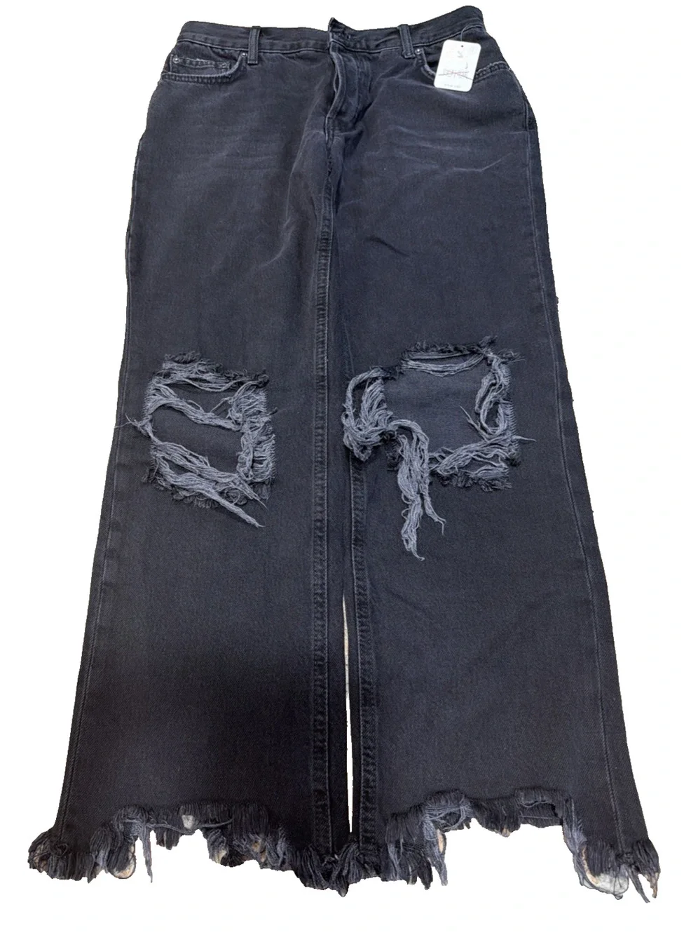 NWT Free People Maggie Black Distressed Jeans Size 27